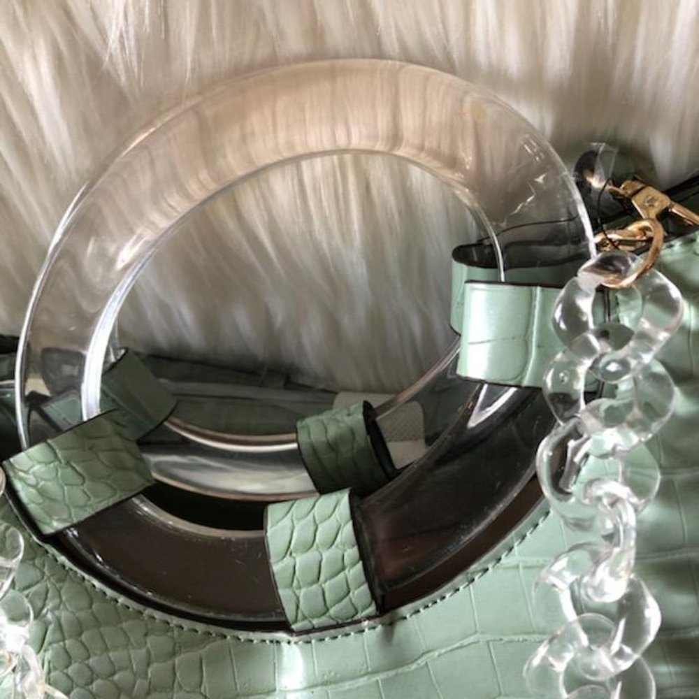 INC Mint Green Faux Crocodile Embossed Bucket Bag - Picture 5 of 9